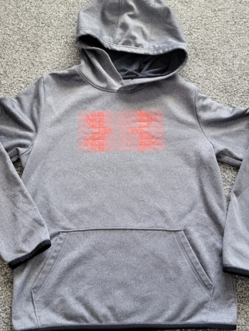Under Armour Gray Hoodie with Red Chest Graphic